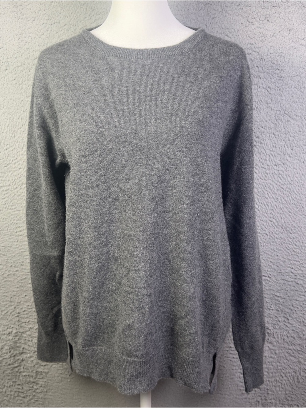 Agnona Cashmere Sweater Womens Large Gray Long Sleeve Pullover Soft Preppy Italy